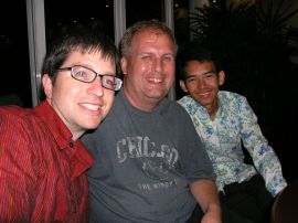 Bruce (center) with his partner Dara and James in Phnom Penh