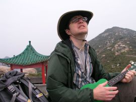 James channeling his inner Bob Dylan on Lamma Island, Hong Kong, where we stayed with a CS host